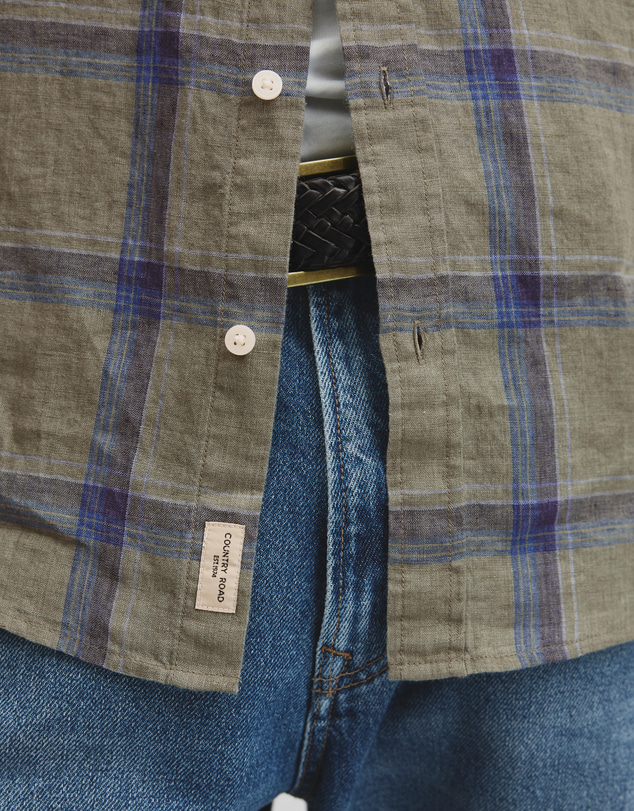 Country Road - Regular Fit Linen Windowpane Check Shirt