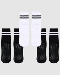 High Heel Jungle - Varsity Pilates/Yoga Grip Socks - 3 Pack