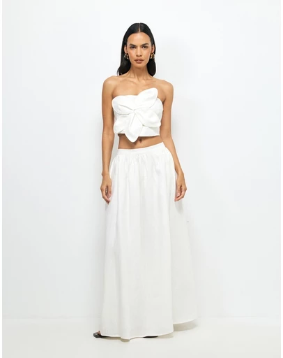 AERE - Tiera Gathered Midi Skirt