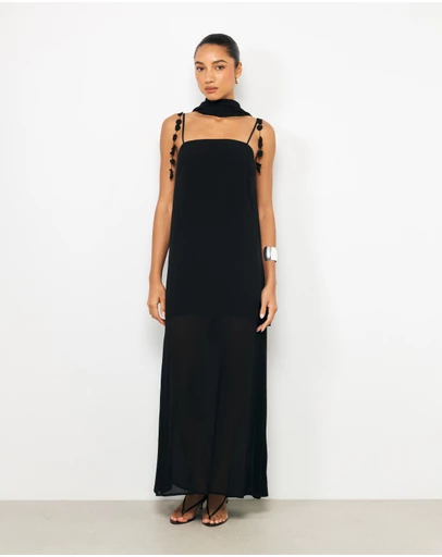AERE - Ilaria Floral Scarf Maxi Dress