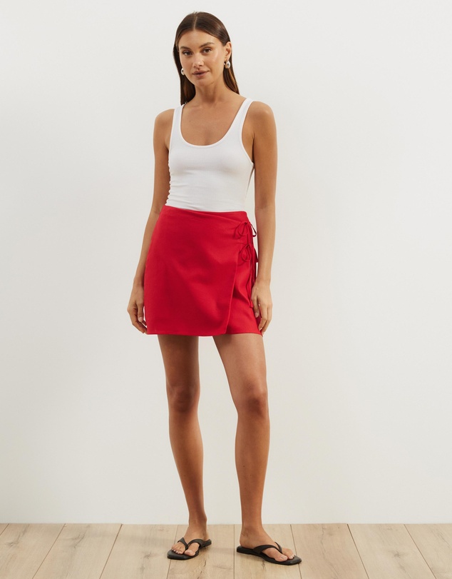 Atmos&Here - Jemima Linen Blend Mini Wrap Skirt