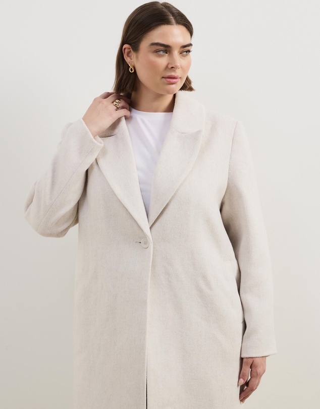 Atmos&Here Curvy - Ally Wool Blend Longline Coat
