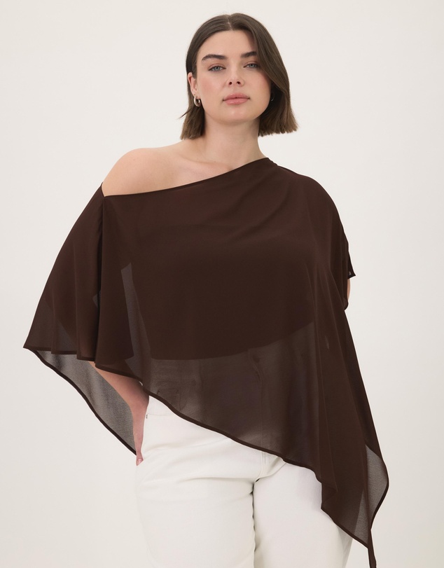 Atmos&Here Curvy - Molly Sheer Chiffon Poncho With Bandeau Top