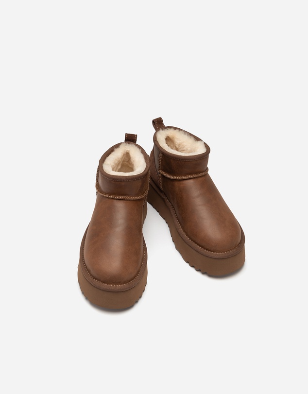 Ozwear Connection Uggs - Ugg Classic Platform Ultra Mini Boot (Oiled Leather) (4.5cm)