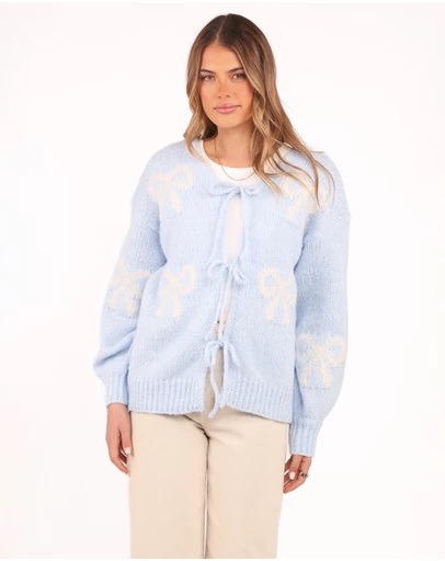 Petal & Pup - Vienna Bow Cardigan - Pale Blue