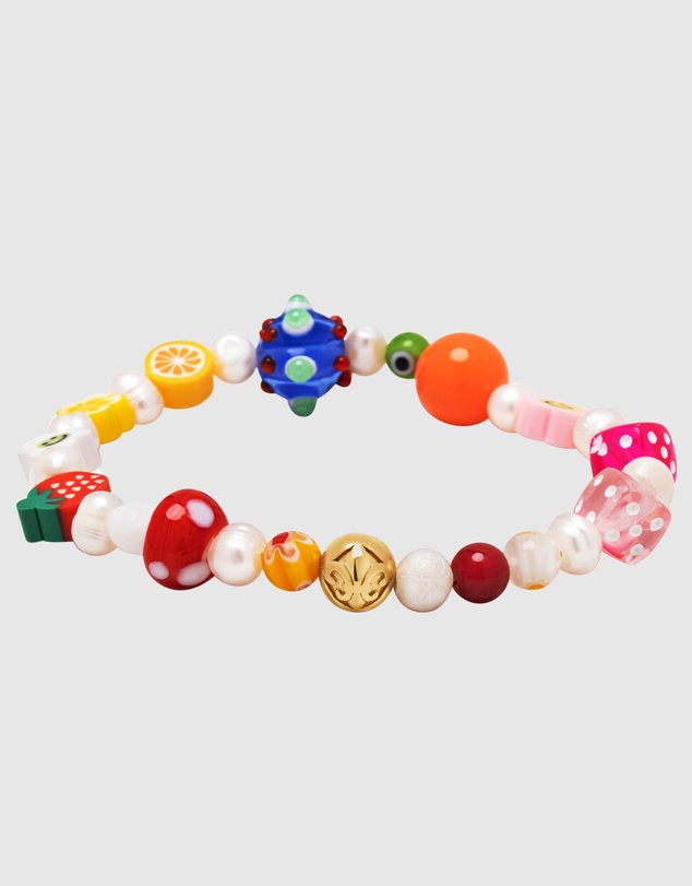 Nialaya Jewellery - Men's Berry Pearl Bracelet with Assorted Beads