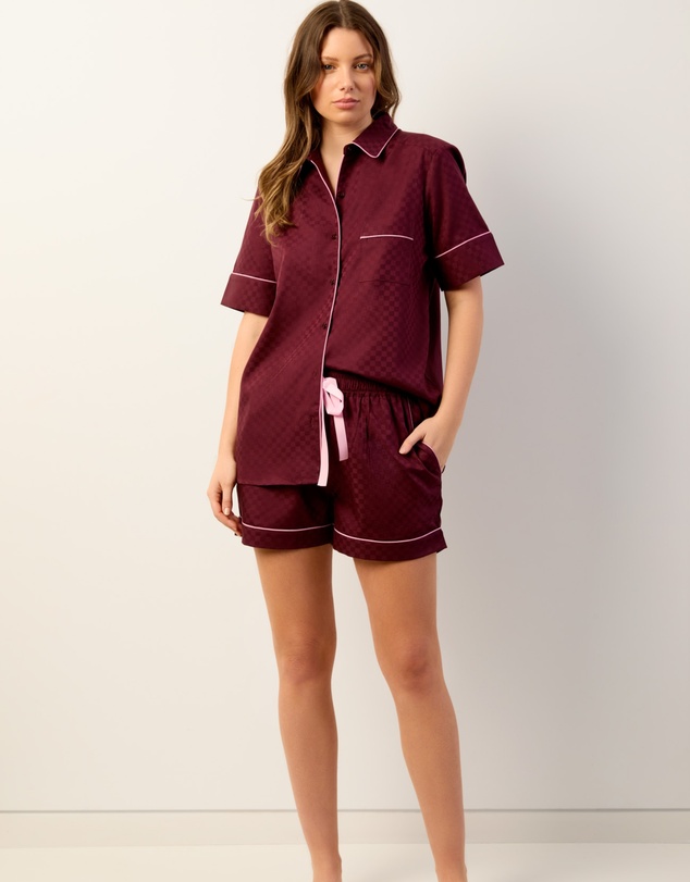 Wanderluxe Sleepwear - Bordeaux Boxer Set