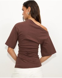Dazie - Hazel Ruched Jersey Short Sleeve Top