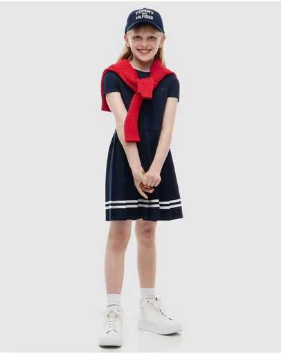 Tommy Hilfiger - Pleated Short Sleeve Skater Dress - Kids