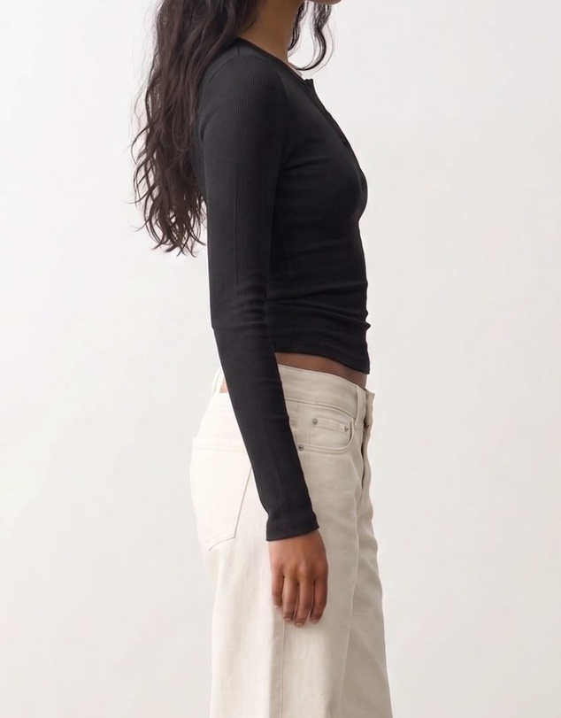 Atmos&Here - Henley Long Sleeve Rib Top