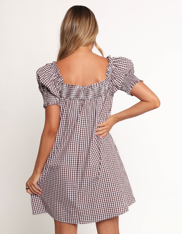 Petal & Pup - Kennedy Smock Mini Dress - Chocolate Gingham