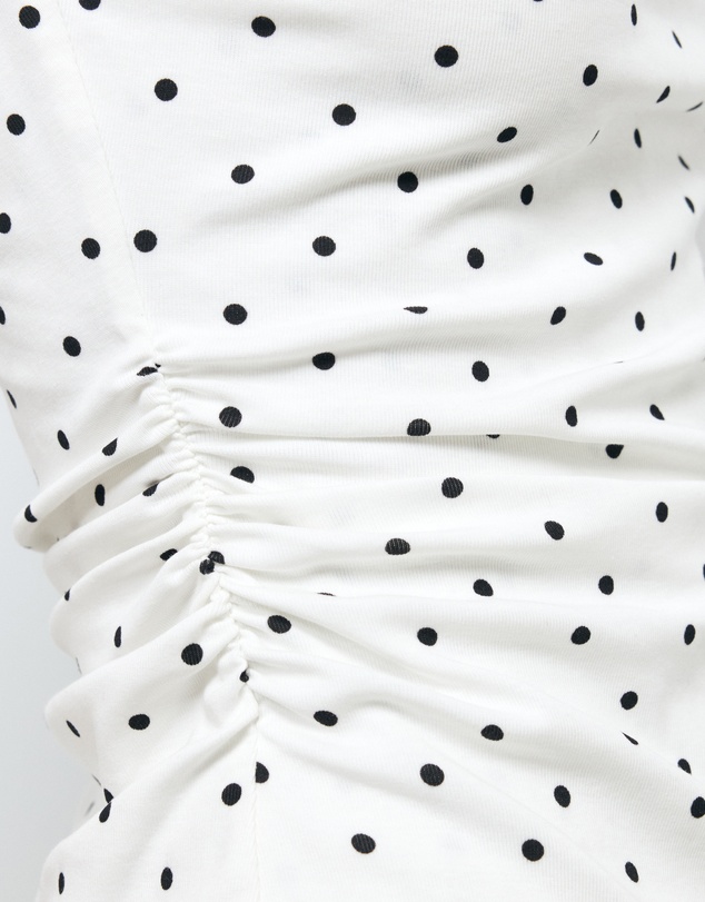 AERE - Claire Off Shoulder Polka Dot Top