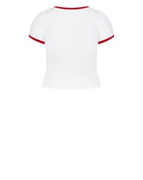 City Chic - Plus size Micro Chilli Print Tee - ivory
