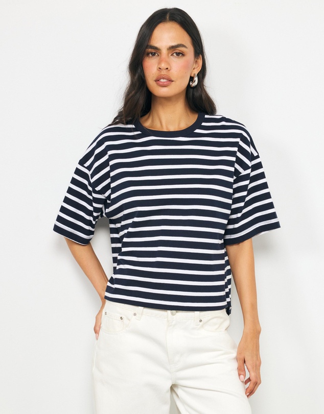 AERE - Layla Stripe Boxy Tee