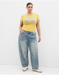 City Chic - Plus size Micro Game Day Print Tee - yellow