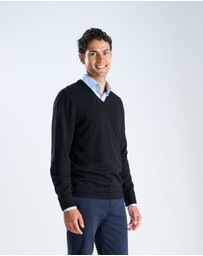 3 Wise Men - 3 Wise Men Fisher V Neck Merino Knit - Black