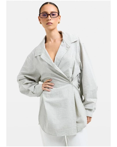 Alice In The Eve - Lauren Plaid Boyfriend Wrap Long Sleeve Shirt