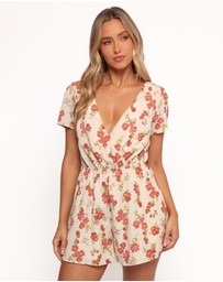 Petal & Pup - Zev Short Sleeve Playsuit - Ivory Floral