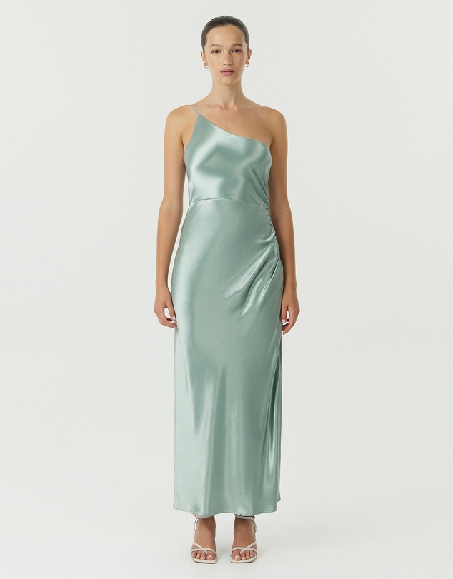 Third Form - Satin Gather One Shoulder Dress