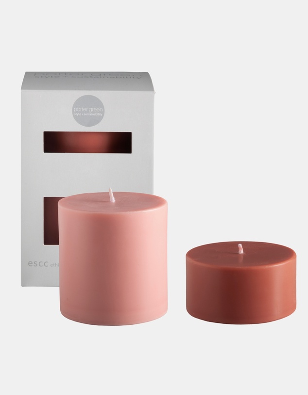 porter green - escc large pillar candle soy-blend unscented candles