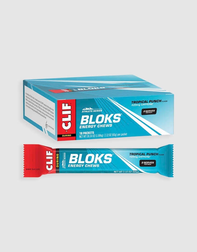 CLIF - Tropical Punch (25mg Caffeine) Bloks Energy Chews - 18x60g