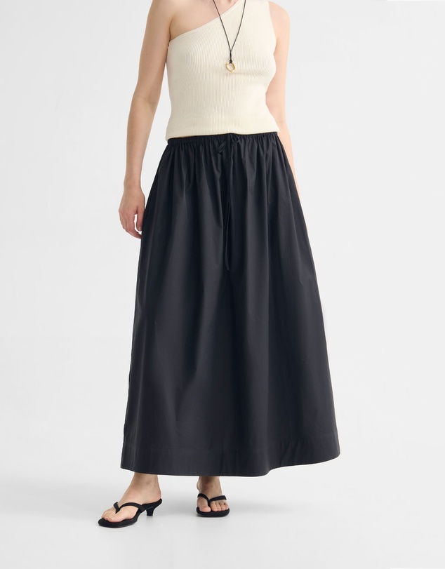 Oxford - Olive Cotton Maxi Skirt