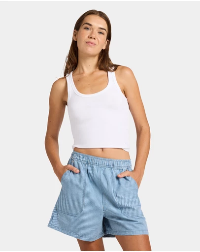 Roxy - Womens Stay Wavy Mid Denim Shorts