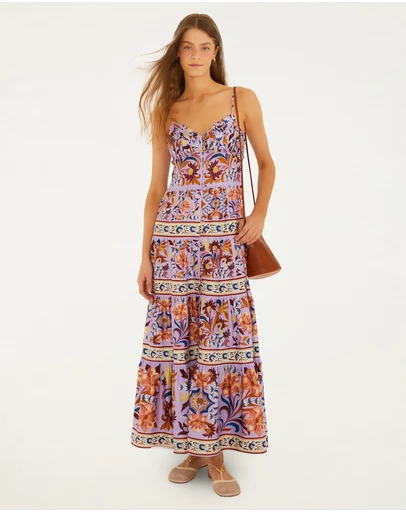 Farm Rio - Sleeveless Tiered Maxi Dress