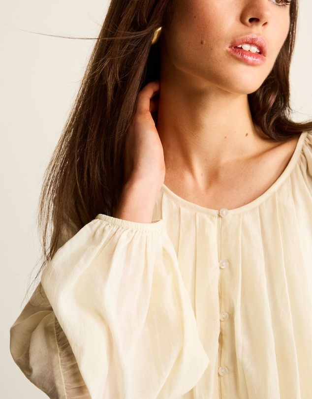 NEXT - Pleat Front Button Through Long Sleeve Blouse
