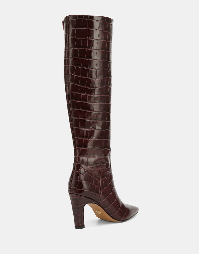Wittner - Louella Croc Embossed Leather Knee High Boots