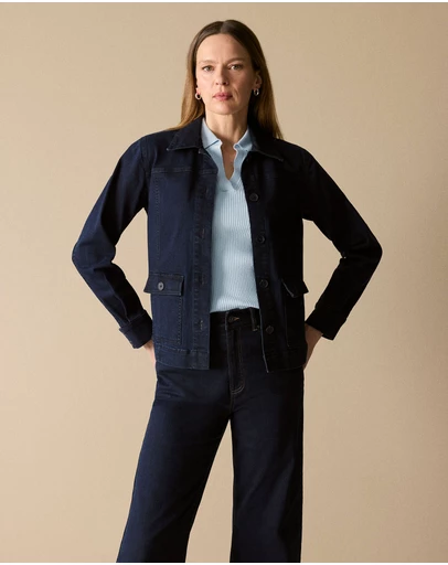 Trenery - Pocket Detail Denim Jacket in Dark Indigo