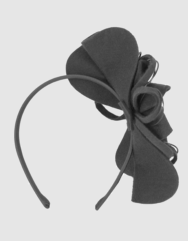 Max Alexander - Felt Black Flower Winter Racing Fascinator