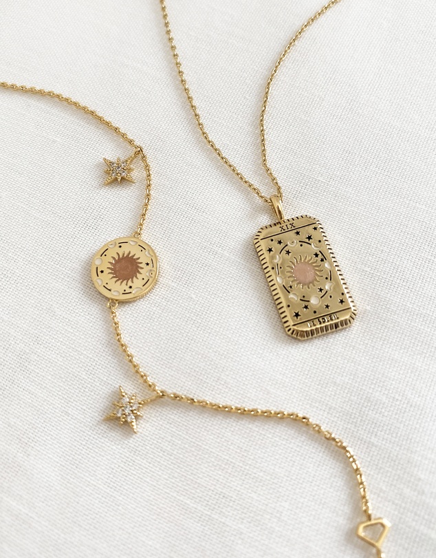 Wanderlust + Co - Le Soleil Gold Tarot Necklace