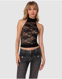 EDIKTED - Alena High Neck Sheer Lace Top