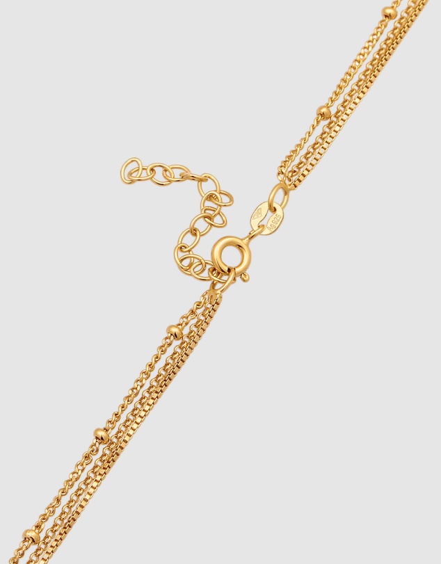 Elli Jewelry - Necklace Layer Crystal Disc 925 Sterling Silver Gold-Plated