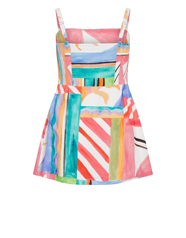 City Chic - Plus size Jess Sunlit Print Mini Dress - peachy pink