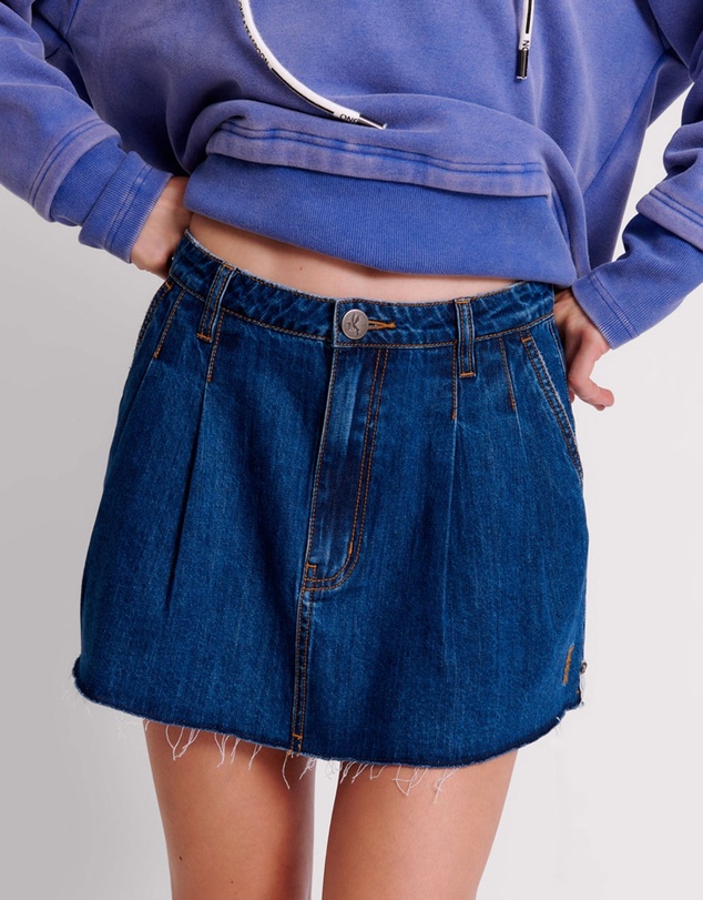 ONE TEASPOON - Bluemoon Pleated Micro Mini Denim Skirt