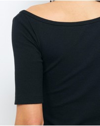 AERE - Off Shoulder Ribbed T-Shirt