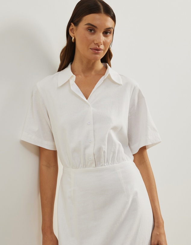 Atmos&Here - Remi Linen Blend Midi Shirt Dress