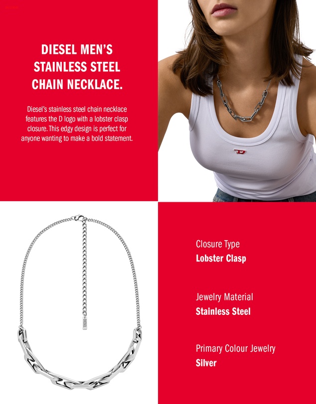 Diesel - Silver Tone Necklace
