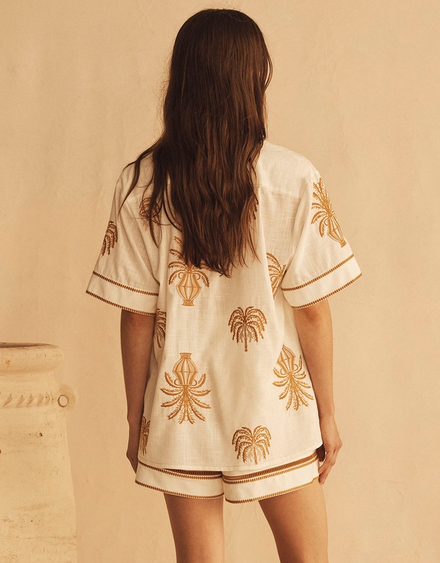 AUR OCEA - Dalla Palma Embroidered Cuffed Short Sleeve Shirt