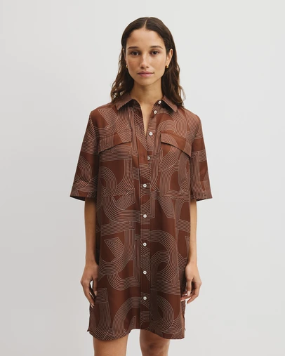Country Road - Logo Washable Silk Shirt Dress