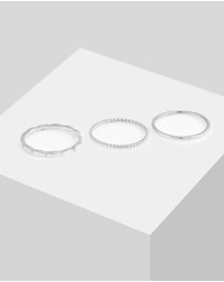 Elli Jewelry - Ring Stacking Set Trio Basic Minimalist Timeless in 925 Sterling Silver