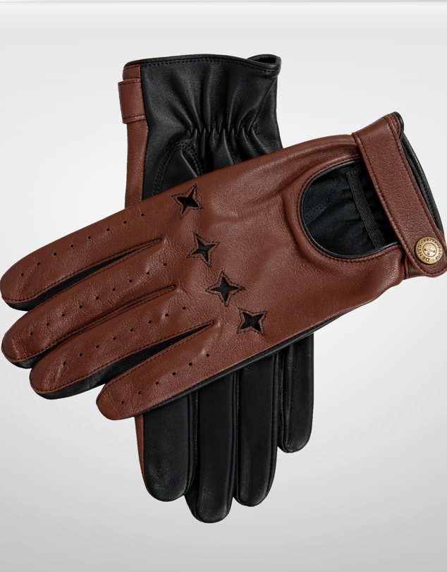 DENTS - Suited Racer Touchscreen Leather Driving Gloves w/ Wristwatch Cut-Out
