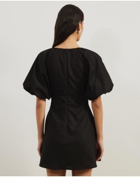 Atmos&Here - Kelly Linen Blend Puff Sleeve Mini Dress