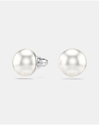 Swarovski - Matrix Stud Earrings, Crystal Pearl, White, Rhodium Plated