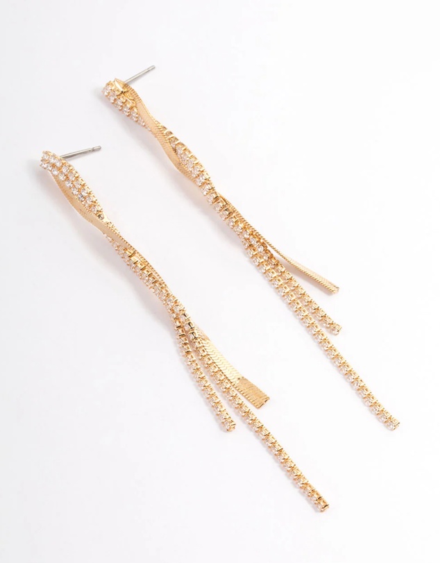 Lovisa - Gold Flat Snake Cup Chain Drop Earrings