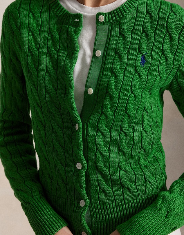 Polo Ralph Lauren - Cable-Knit Cotton Crewneck Cardigan - The ICONIC Exclusive