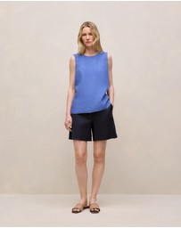 Trenery - Delave Linen Shell Tank in Vivid Blue