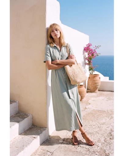 The Fated - Claudia Linen Blend Midi Dress